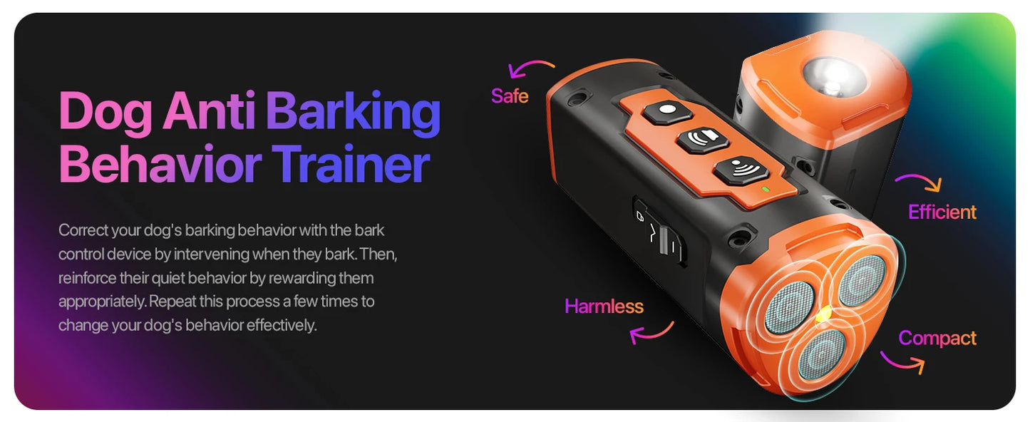 Ultrasonic Dog Training Device Rechargeable Anti Dog Bark Deterrent Device With LED Flashlight