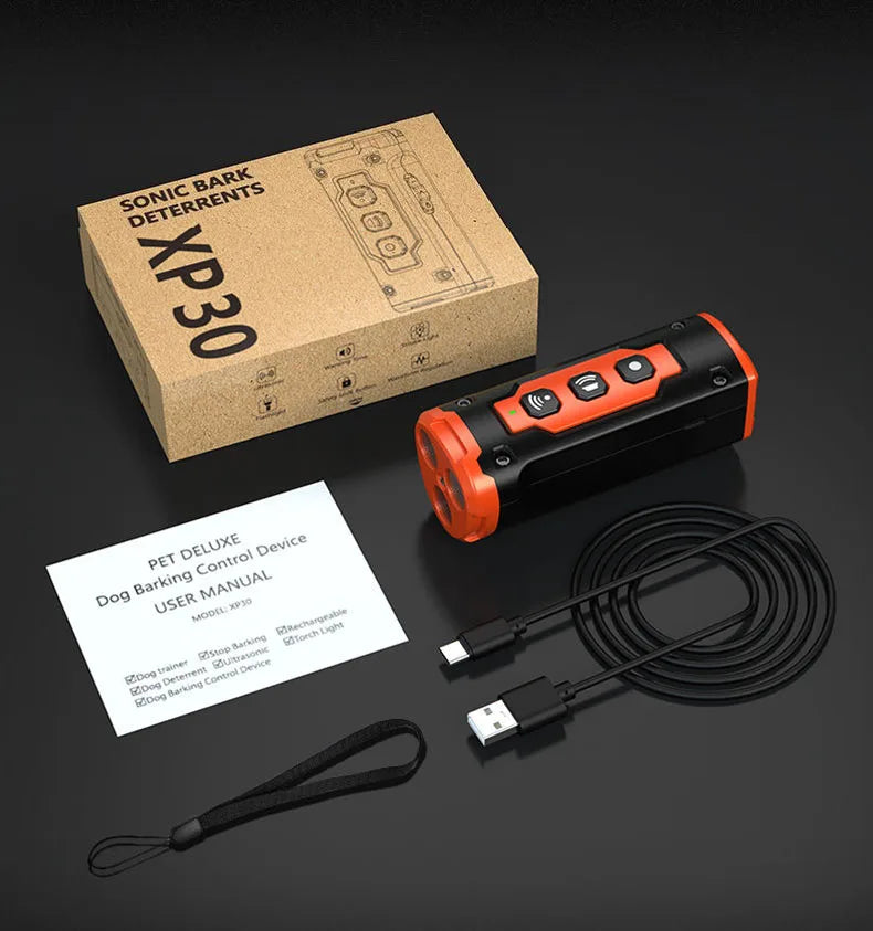 Ultrasonic Dog Training Device Rechargeable Anti Dog Bark Deterrent Device With LED Flashlight