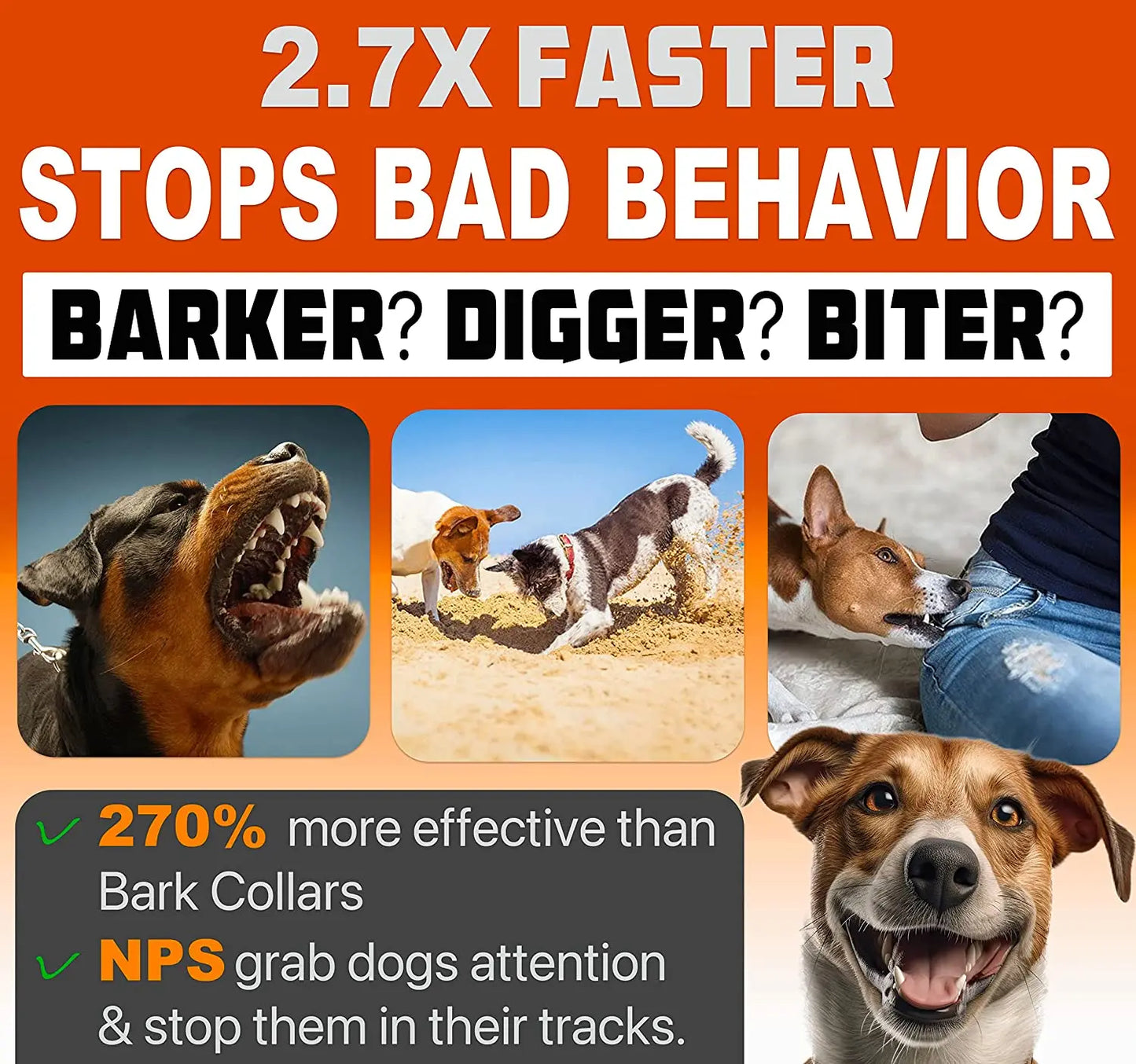 Ultrasonic Dog Training Device Rechargeable Anti Dog Bark Deterrent Device With LED Flashlight