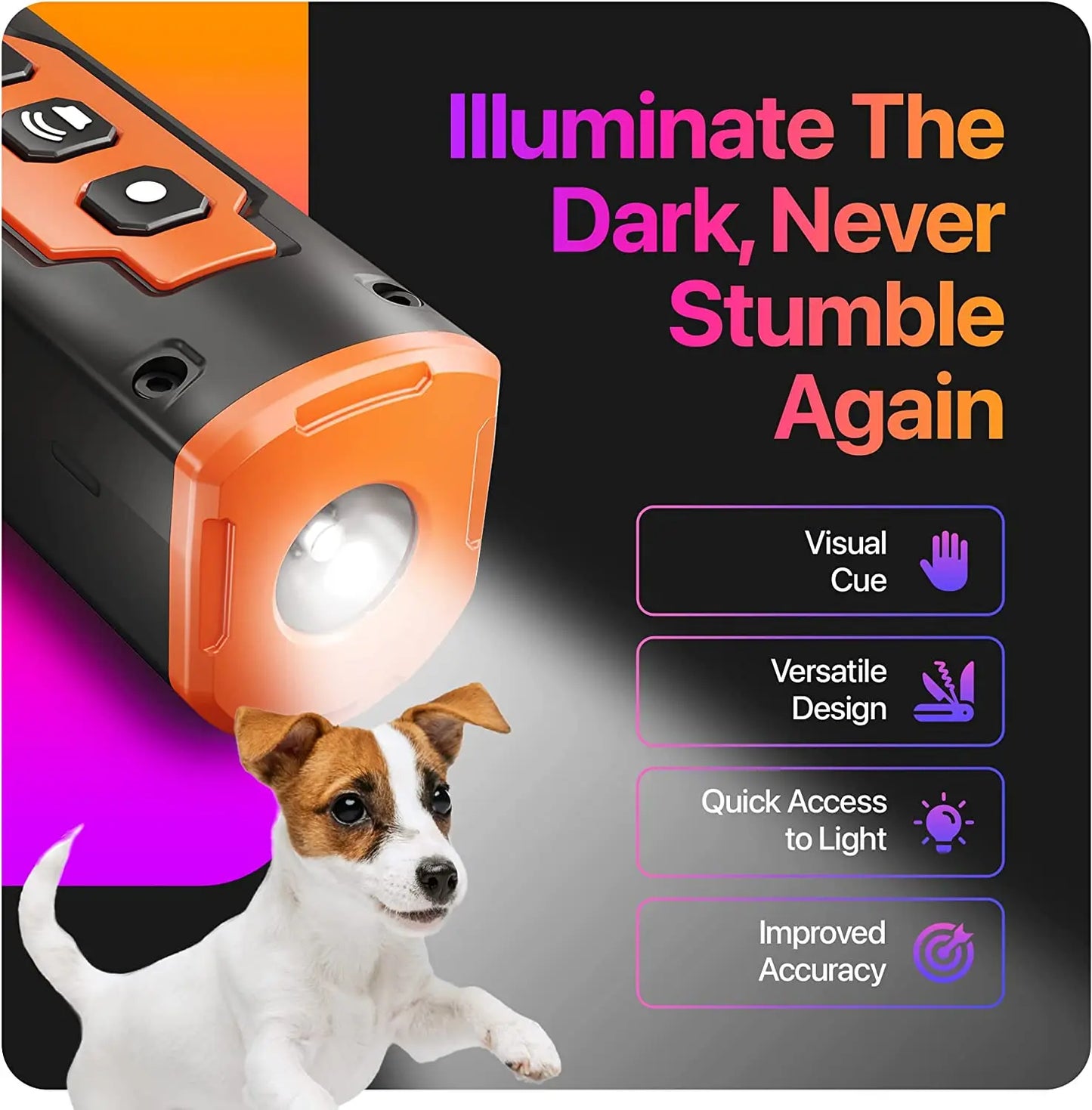 Ultrasonic Dog Training Device Rechargeable Anti Dog Bark Deterrent Device With LED Flashlight